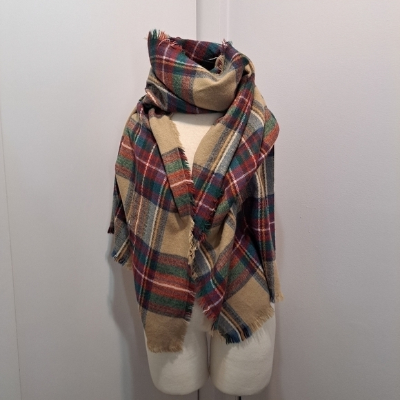 Plaid Blanket Scarf Women Big Oversized Long Scarf - Picture 4 of 12